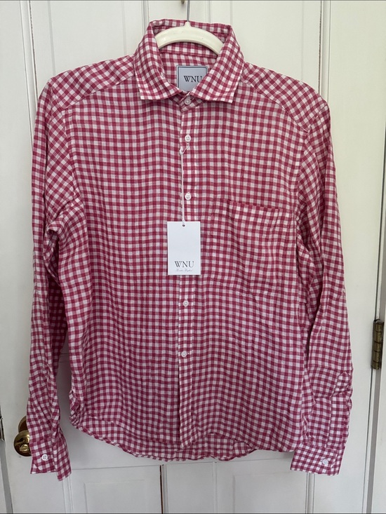 WNU Tops - NWT WNU With Nothing Underneath The Classic Linen Red Gingham Size 6